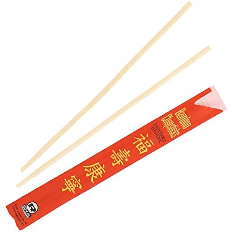 Royal Premium Disposable Bamboo Chopsticks, 9 Sleeved and Separated, UV Treated, Bag of 100