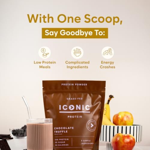 ICONIC Protein Powder, Chocolate Truffle - Sugar Free, Low Carb Protein Powder - Lactose Free, Gluten Free