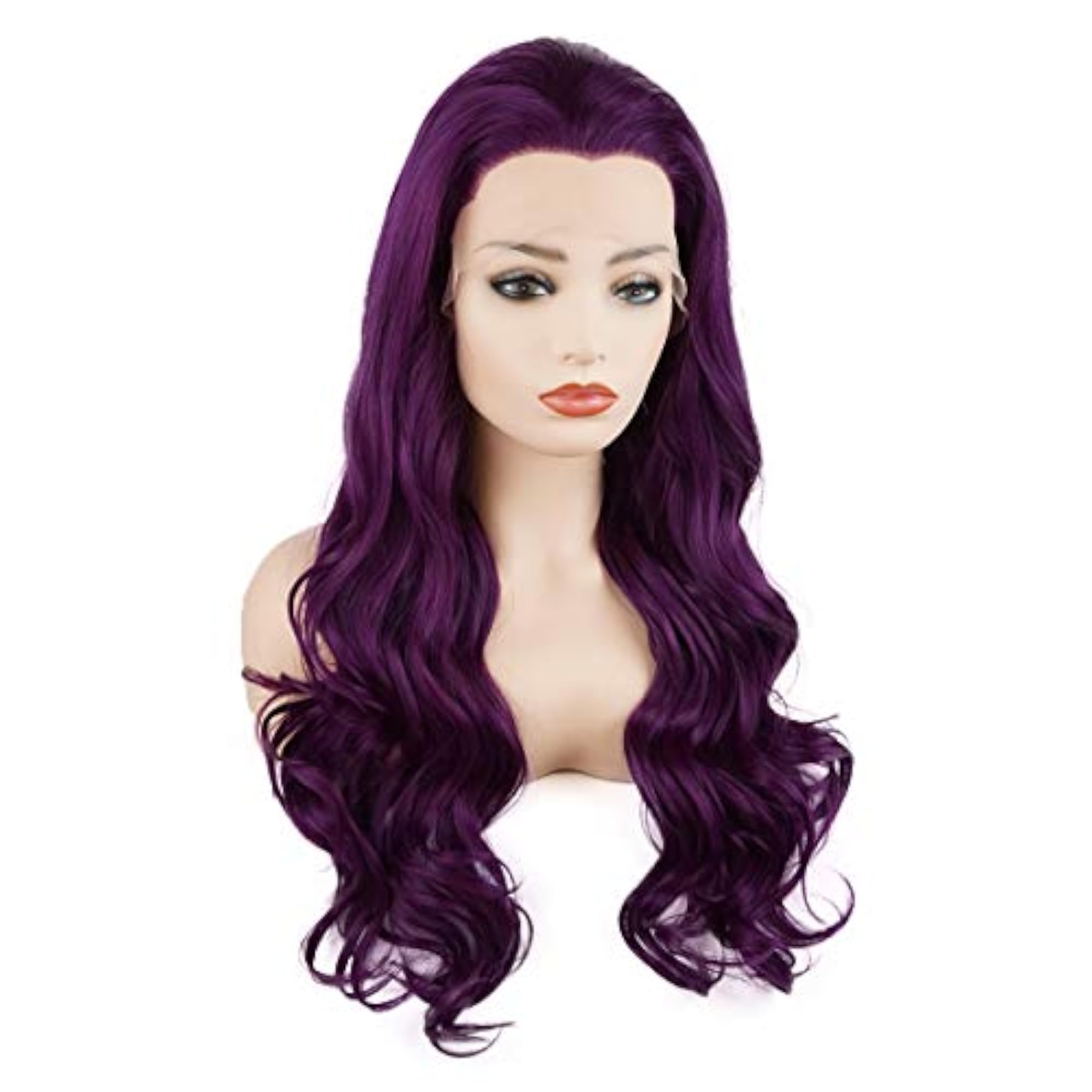 Wavy Long 24inch Purple Synthetic Lace Front Wig
