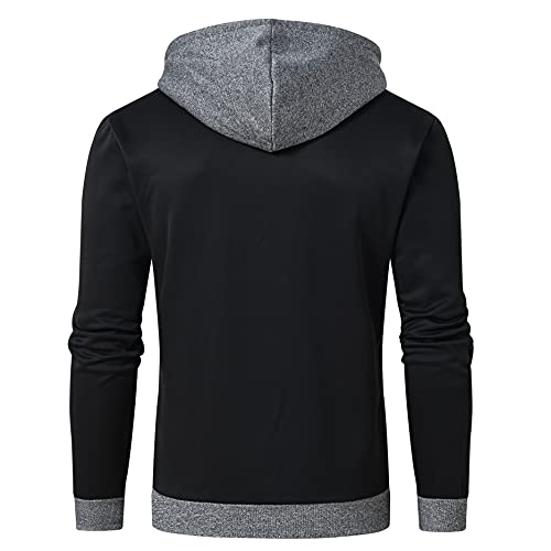 YuKaiChen Men's Hooded Jacket Slim Fit Double Zipper Turtleneck Fleece Hoodie Outerwear3