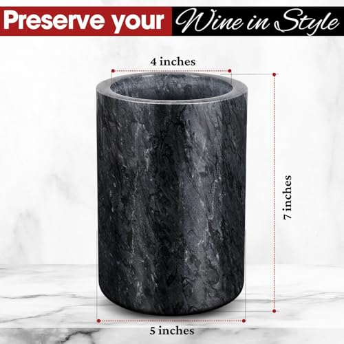 Flexzion Küchenwerkzeug Topf und Weinkühler-Kühler, naturer Marmor 5" x 7" Zoll, einzigartiger Steinbehälter für Löffel, Spatel… – Ansicht 6