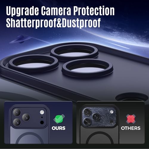 Symcele Designed for iPhone 17 Pro Case, Compatible with MagSafe, [Camera Protection] [15FT Military Drop Protection] Shockproof Translucent Matte Anti-Slip Phone Case, 6.3", Deep Blue by Symcele - Image 2