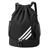 PKKP Mode Sport Rucksäcke, Große Rucksack mit Kordelzug Turnbeutel Sportbeutel Gym Bag mit Schuhfach Wasserfest Sporttasche für Herren Damen Kinder Jugend