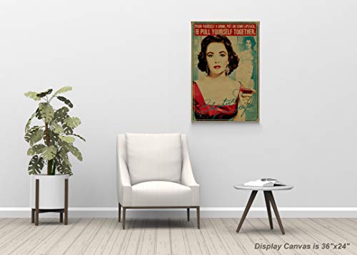 Buy4Wall Quote Of Elizabeth Taylor And Sign Old Style Design Colored Wall Art Icon Art Canvas Print Home Decor Wrapped And Stretched - Ready To Hang -%100 Handmade In The Usa - 12X8 #TOP2