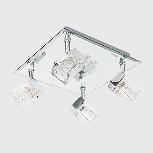 MiniSun Modern Chrome Ice Cube 4 Way IP44 Bathroom Ceiling Light Spotlight - Complete with 3w Energy Saving G9 LED Light Bulbs