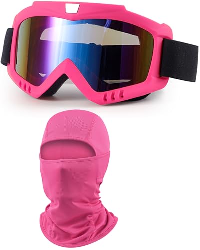 Image of Dirt Bike Goggles with Balaclava Motorcycle ATV Riding Ski Motocross Windproof Dustproof Racing Glasses for Women Men