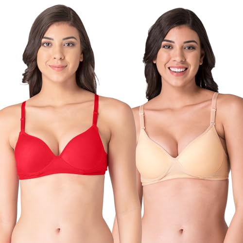 Image of Komli - Heavily Padded Push-Up Bra - Cotton Rich - Balconette - 3 /4th Coverage, Seamless, Wireless, Multiway Straps - T-Shirt Bra
