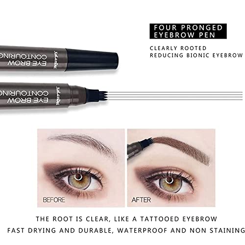 Quad Forked Liquid Eyebrow Pencil, Quad Forked Liquid Eyebrow, Micro Fork Tip Eyebrow Pencil, Lumierez 4 Point Eyebrow Pencil Waterproof Liquid Eyebrow Pen Makeup (02# Dark Brown) #TOP4