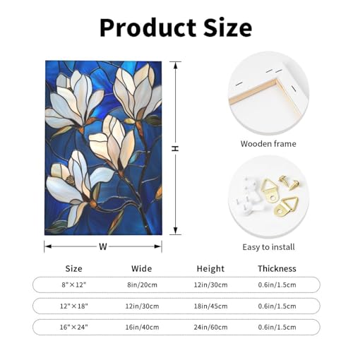 Cuadro de magnolia blanca sobre lienzo azul ideal para decorar un dormitorio elegante 2