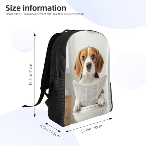 Minimalist Unisex 16 Inch Backpack Beagle Newspaper Toilet Sleek Design for Simple Lifestyles Daily Carry & Errand3
