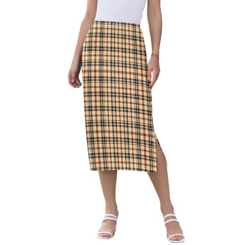 Women's Trendy High Waist Midi Skirts for Women Beach Double