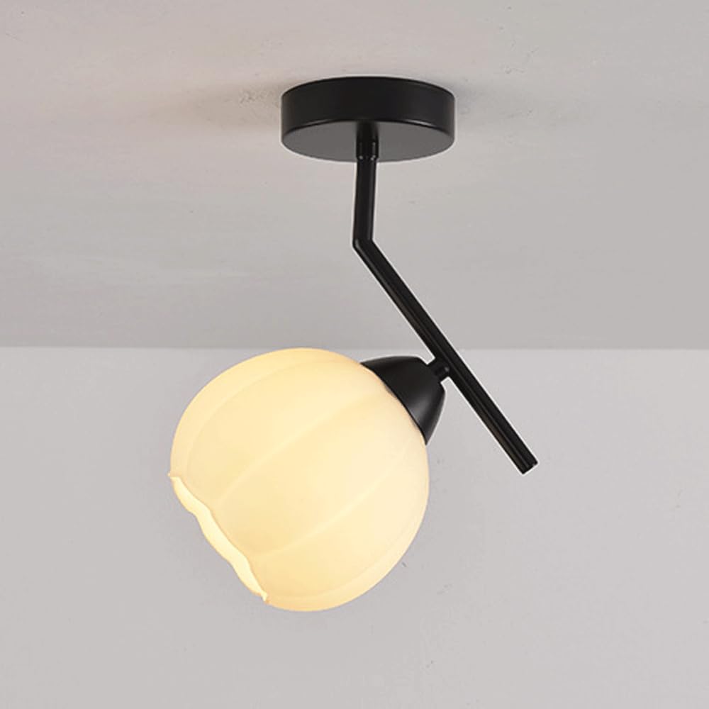 Petit plafonnier moderne en verre et métal pour porche et chambre