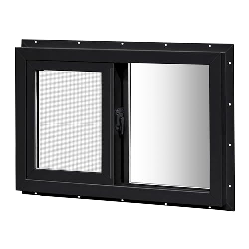 COLORPAPA Vinyl Basement Sliding Window 32" x 22" Black