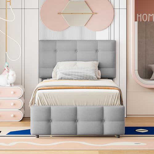 Witimisy Cama tapizada, cama infantil extensible, cama individual plana, cama