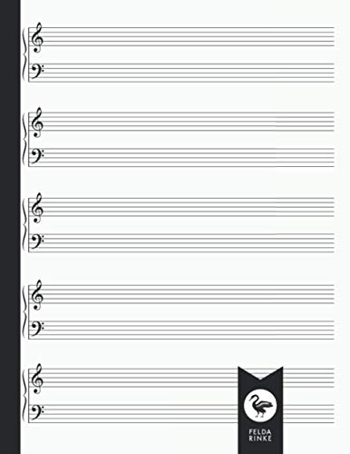 Blank Sheet Music for Piano: Book | Notebook | Journal | 8.5" x 11" | 110 Pages - 55 Sheets | 5 Staves per Page ( Double ) with Clefs for Piano
