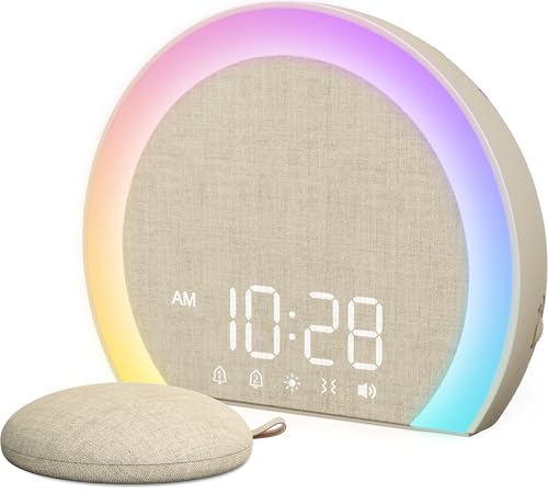 ANJANK Extra Lauter Wecker mit Kabelloser Vibration,Lichtwecker & Vibrationswecker für Tiefschläfer,Jugendliche,9-Farben Nachtlicht,Doppelalarm,8...