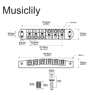 Musiclily 51,5mm Chevalet à ouleaux Tune-O-matic Roller Bridge pour Guitare électrique type Les Paul, Chrome - Les Beatles, Paul McCartney, John Lennon, RIngo Starr, George Harrison Musiclily 51,5mm Chevalet à ouleaux Tune-O-matic Roller Bridge pour Guitare électrique type Les Paul, Chrome – Image 2