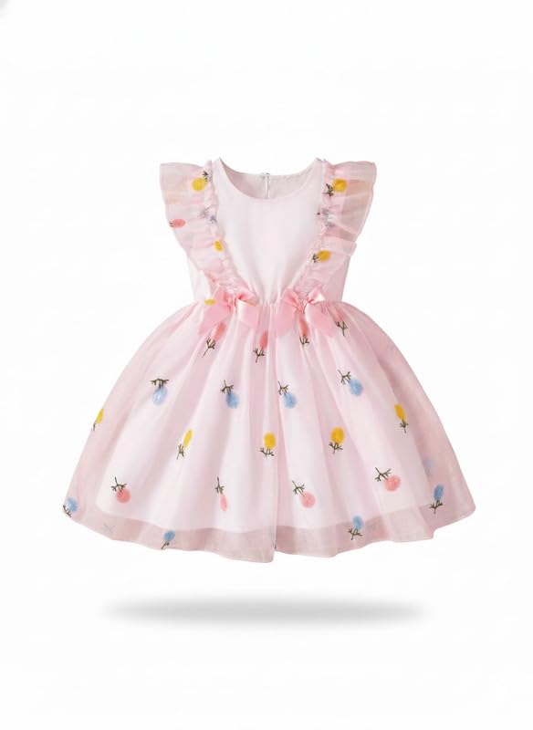 Image of Niren Enterprise Printed Knee Length Sleeveless Round Neck Stylish Girls Party Dress