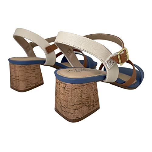 SANDÁLIA FEMININA MODARE 7172.101 ORTOPÉDICA SALTO BLOCO 6 CM Cor:Azul;Tamanho:36