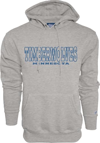 Blue 84 Minnesota Timberwolves NBA Officially Licensed Hooded Sweatshirt 90's Embroidery, Heather Gray, Medium