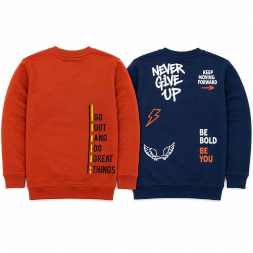 Image of Boys' T-Shirt Chest Printed Full Sleeves Sweatshirt Material T-Shirt Pack of 2