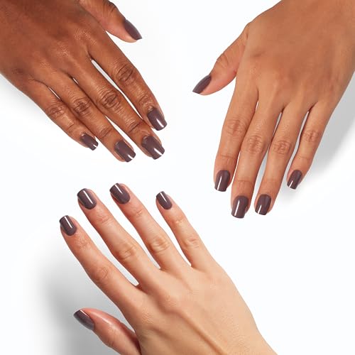 OPI On Point You Don\'t Know Jacques! | Short Round Dark Taupe Press On Nails | With Nail Glue | Long Lasting, Reusable, Non-damaging