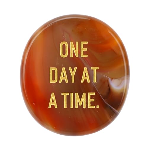 Baxnore Piedra de preocupación del Pulgar, Piedra de Palma inspiradora grabada, Herramienta portátil, Ayuda para la atención del Bolsillo para la construcción de Confianza (Ágata roja)