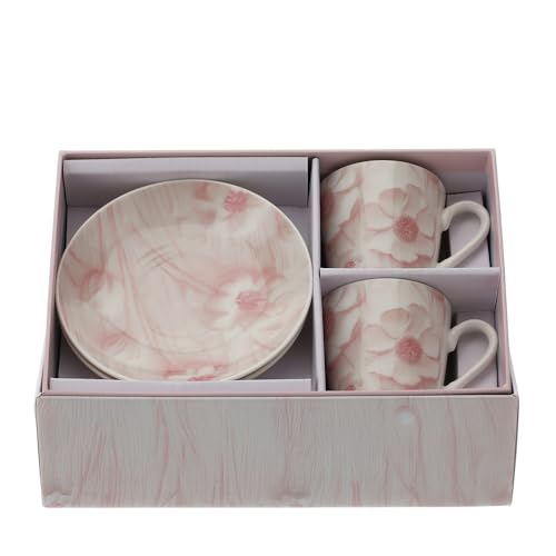 Hervit Set 2 Tazzine Caffè Canvas Rosa 8x6cm Porcellana New Bone China Scatola Regalo 30456