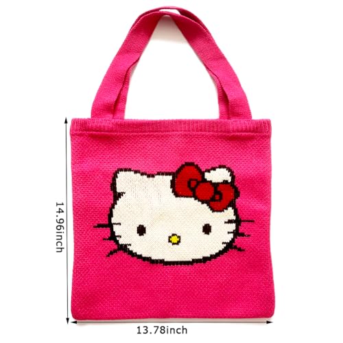 Handmade Crossbody Purse Shoulder Handbag Handwoven Clutches Bag Cotton Crochet Purses for Women(Red)2