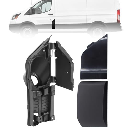 MOTOKU Fuel Filler Door Housing Pocket Hinge and Pillar Moulding Trim w/Black Hatch Cover Set for Ford Transit 2015-2022 Transit-350 HD Transit-350 Transit-250 Transit-150 2015-2023 Gas Door Cap