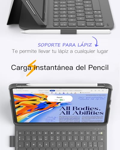Inateck Funda para iPad de 10 generación con Teclado, Funda Ultraligera para iPad Air 6 11 Pulgadas 2024, iPad 10 Gen 2022, iPad Air 5/4 (2022/2020) 10,9 Pulgadas, iPad Pro 11 4/3/2/1, QWERTZ, con - imagen 6
