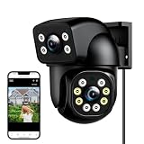LETTURE Cámara de Seguridad Wi-Fi Exteriores con Doble Lente 2MP+2MP, Cámara Vigilancia inalambrica Interior 360°,...