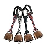 Alriedy 4 Stück Anti-Bär Glocken Set – Metall Vintage Kuhglocke Mit Stummschaltung, Vielseitig Kompakt Und Tragbar Für Outdoor-Wanderungen, Rucksack-Anhänger, Tierhalsbä(Farbe Zufällig)