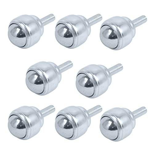Roller Ball Transfer Bearing Casters - 1 Inch M8 Ball Transfer Unit for Transmission,Stud Mounted,Thread Stem,Carbon Steel,616 Lbs Total Load Capacity,Set of 8