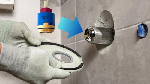 T & T Hardware 40mm Ceramic Pressure Balance Cartridge JH04BD – Hot & Cold Mixer Valve Replacement – Blue, Red, - Thumbnail 2
