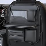 Raksonic 人気商品 車用シートバックポケット 後部座席収納 汚れ防止 車用収納ポケット シートバックポケットiPad収納ポケット 折り畳みテーブル付き 多機能 防水防汚 カー用品 大容量 ブラック2