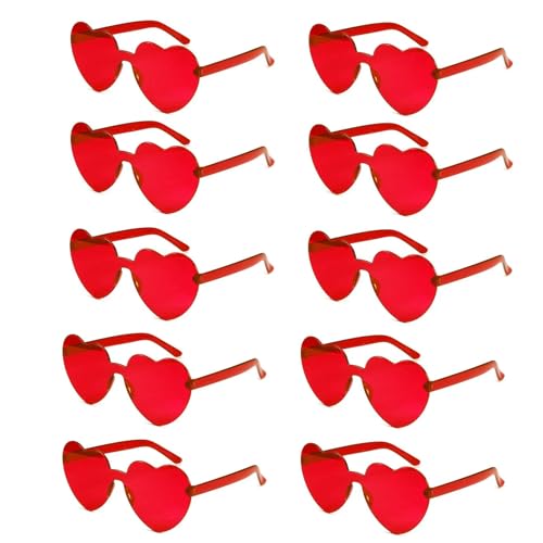 10 Pairs Heart Shaped Sunglasses for Women Rimless Heart Glasses Bachelorette Sunglasses Bulk Valentines Day Gifts