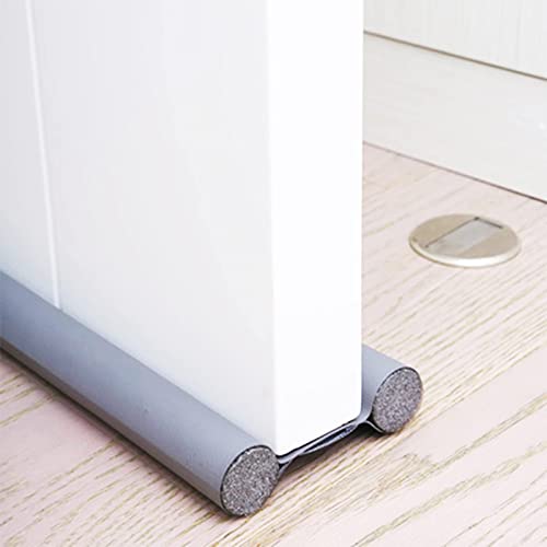 37" Inches Double Sided Door Draft Excluder Window Bottom Sealing Strip Draught Excluder Stop Sound Insulation Windproof Rodent and Insect Proof Cut and Washable PU Leather Pearl Cotton Filled Gray