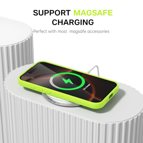 Svanove for iPhone 16 Pro Phone Case Silicone Magnetic, Compatible with Magsafe Case Cute for Women, Girly Bright Color Glossy Jelly Thin Slim Hard Mag Safe Rubber & Camera Cover, Neon Green Lime by Svanove - Image 7
