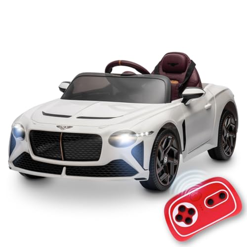 Playkin Bentley BACALAR White – Coche Eléctrico Descapotable para Niños +3 Años, Réplica Oficial, Batería Recargable 12V, Mando A Distancia, Color Blanco