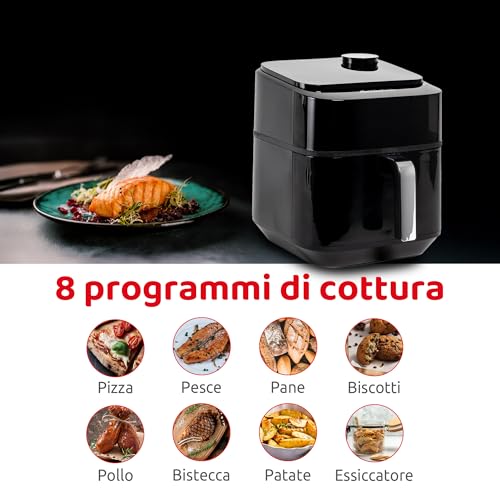 Friggitrice ad Aria Melchioni Family Chiara con Vapore Soft, Doppia Resistenza, Capacità 6,5L, Display Digitale e 8 Programmi Preimpostati, Silenziosa, Temperatura Regolabile 80°-200°C, Timer 60 Min, - 9