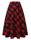 Falda larga de lana a cuadros para mujer, XL
