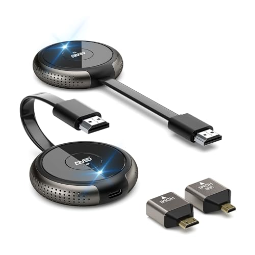 Wireless HDMI Transmitter and Receiver 4K, AIMIBO 5G HDMI Wireless Extender Casting Stable Video/Audio to Monitor, Projector, HDTV, 165FT/50M Long Range for Phone, Tablet, Laptop, PC, Camera