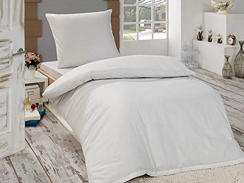 2-teilige **EXKLUSIV** Renforcé Bettwäsche 135x200 UNI Farbe (WEISS) Cover