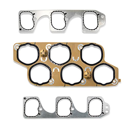 Image of Engine Upper & Lower Intake Gaskets Set Compatible with 2004-2011 Buick Lacrosse Rendezvous Cadillac CTS SRX STS Malibu Pontiac G6 G8 Saturn Aura 3.6L 12598158