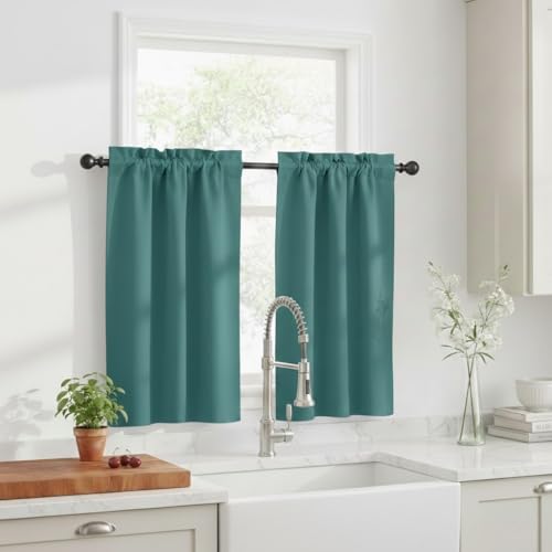 NICETOWN Short Blackout Curtains for - Small Rod Pocket Thermal Insulated Blackout Kitchen/Basement/Bathroom/Christmas Window Curtain Drapes, 29 Width