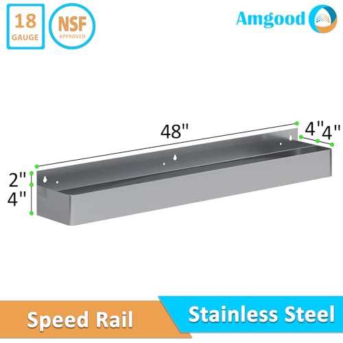 Image of AmGood 48 in. Abreast Double-Tier Stainless Steel Speed Rail Rack - Liquor Bottle Organizer for Bars, Restaurants, Nightclubs, and Home Bars