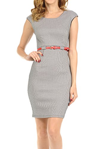 Auliné Collection Women's Color Office Workwear Sleeveless Sheath Dress
