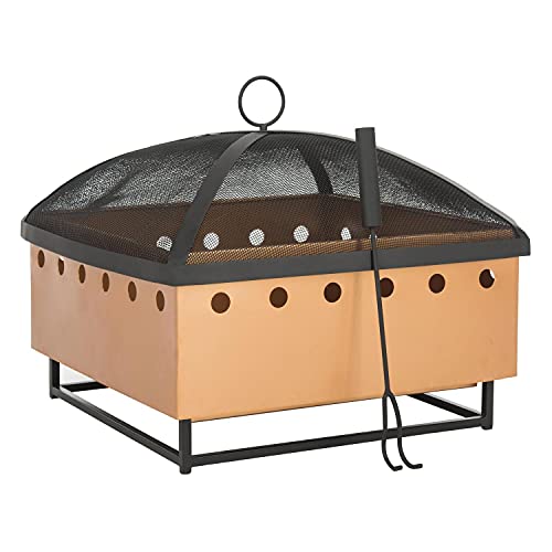 Safavieh Pit2004A Outdoor Collection Wyatt Copper And Black Square Fire Pit #TOP1