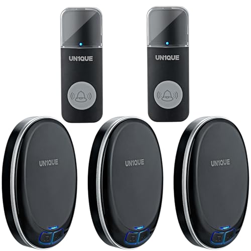 UN1QUE Wireless Door Bell for Home - Small Calling Bell for Office, 1000ft Long Range with 36 Chimes, 100dB Louder Volume, 4 Level Volume, LED Light, Info Board Design, IP44 Waterproof U432 discount deal